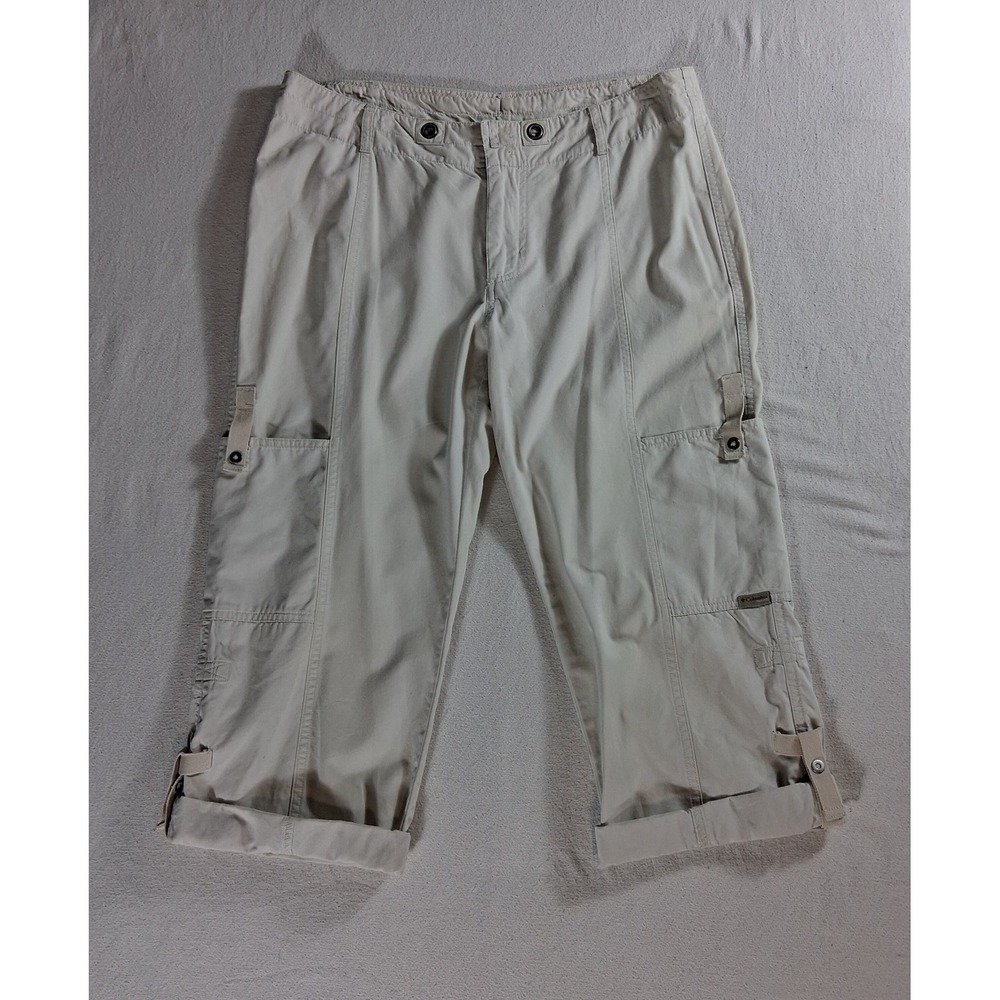 Columbia XCO Womens Capri Cargo Pants Size Small Khaki Roll Up Cuff Pockets S
